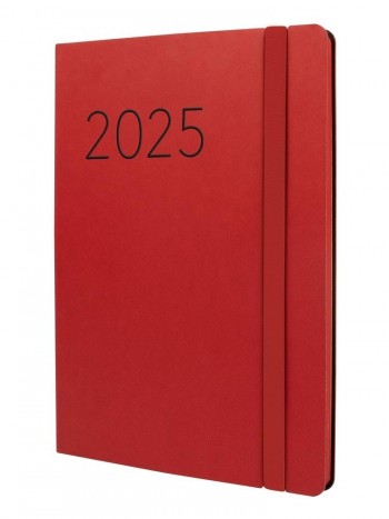 Agenda anual 2025 Finocam FA5 Lisa semana vista vertical rojo 883363025