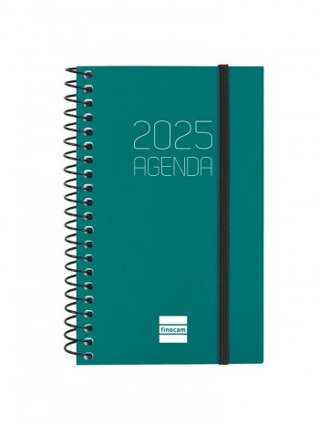 Agenda anual 2025 Finocam E3 Opaque semana vista horizontal verde 742712025