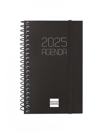 Agenda anual 2025 Finocam E3 Opaque semana vista horizontal negro 742716025