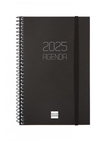 Agenda anual 2025 Finocam E5 Opaque semana vista horizontal negro 742756025