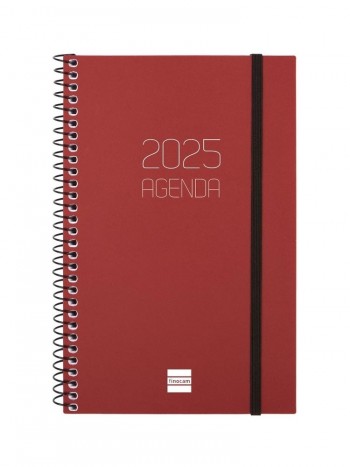 Agenda anual 2025 Finocam E5 Opaque semana vista horizontal burdeos 742757425