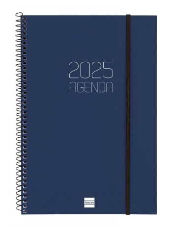 Agenda anual 2025 Finocam E11 Opaque semana vista vertical azul 742831025