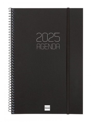 Agenda anual 2025 Finocam E11 Opaque semana vista vertical negro 742836025