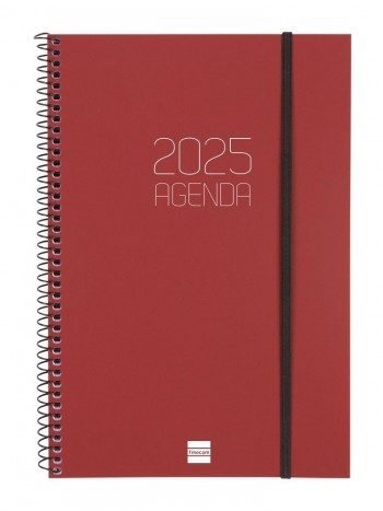 Agenda anual 2025 Finocam E11 Opaque semana vista vertical burdeos 7425837425