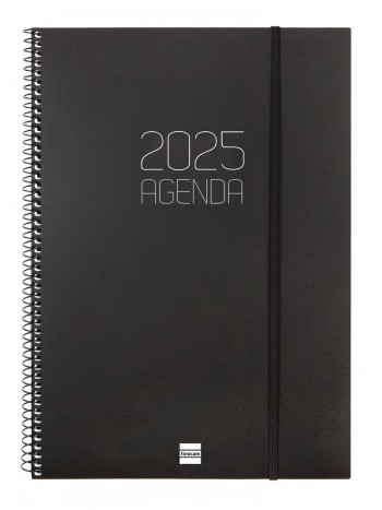 Agenda anual 2025 Finocam E40 Opaque semana vista horizontal negro 742786025