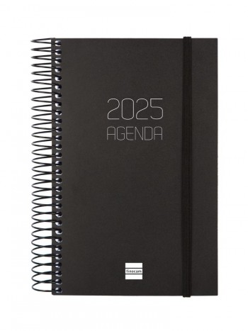 Agenda anual 2025 Finocam E5 Opaque dia pagina negro 742906025