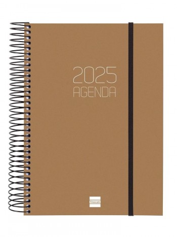 Agenda anual 2025 Finocam E10 Opaque dia pagina marron 742914025