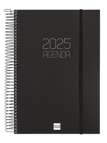 Agenda anual 2025 Finocam E11 Opaque dia pagina negro 742876025