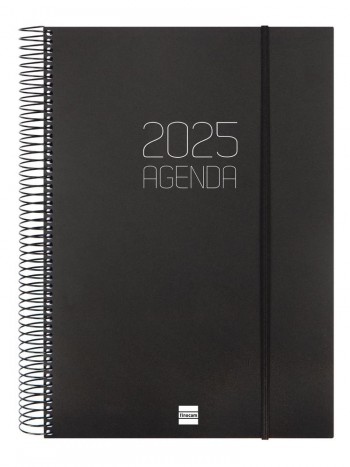 Agenda anual 2025 Finocam E40 Opaque dia pagina negro 742926025