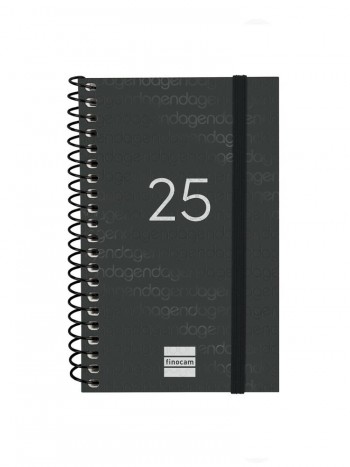 Agenda anual 2025 Finocam E3 Year semana vista horizontal negro 741426025