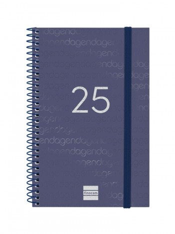 Agenda anual 2025 Finocam E5 Year semana vista horizontal azul 741441025