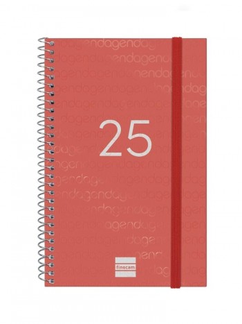 Agenda anual 2025 Finocam E5 Year semana vista horizontal rojo 741443025