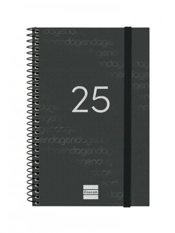 Agenda anual 2025 Finocam E5 Year semana vista horizontal negro 741446025