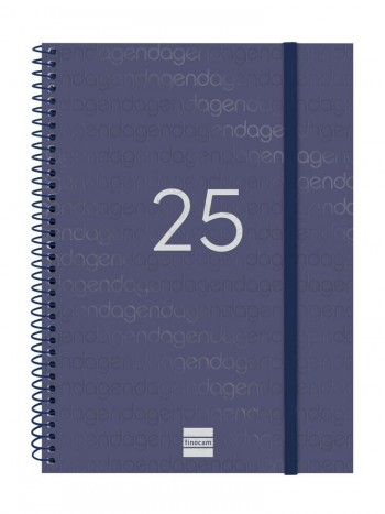 Agenda anual 2025 Finocam E10 Year semana vista horizontal azul 741451025