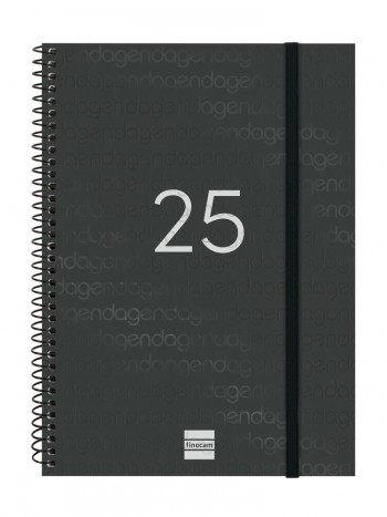 Agenda anual 2025 Finocam E10 Year semana vista horizontal negro 741456025