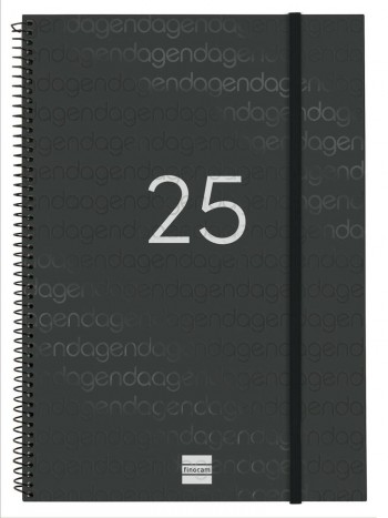 Agenda anual 2025 Finocam E40 Year semana vista horizontal negro 741466025