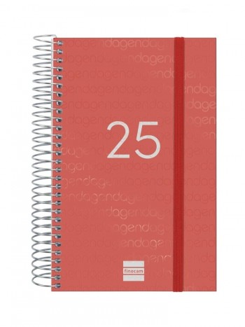 Agenda anual 2025 Finocam E5 Year dia pagina rojo 741093025