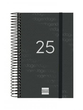 Agenda anual 2025 Finocam E5 Year dia pagina negro 741096025