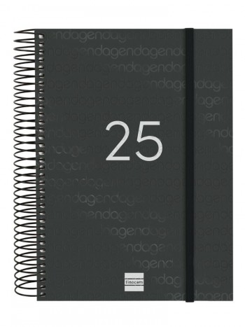 Agenda anual 2025 Finocam E10 Year dia pagina negro 741106025