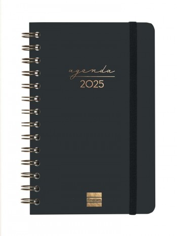 Agenda anual 2025 Finocam E5 Alma semana vista horizontal negro 762000125