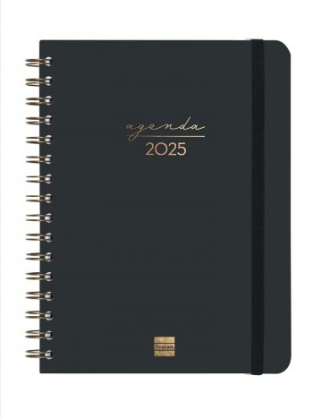 Agenda anual 2025 Finocam E10 Alma semana vista horizontal negro 762020125