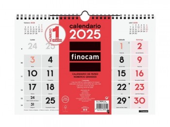 Calendario año 2025 Finocam 780000025 pared Numeros grandes M