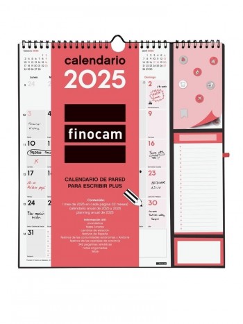 Calendario año 2025 Finocam 782120025 pared Escribir Plus