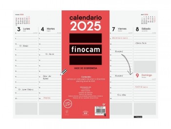 Planning Vade año 2025 Finocam 780240025 42x31 mesa semana vista vertical