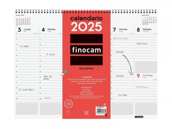 Planning Vade año 2025 Finocam 780260025 42x31 mesa espiral semana vista vertical