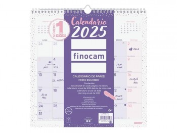 Calendario año 2025 Finocam 787002725 mesa Pared 30x30 Chic Morado