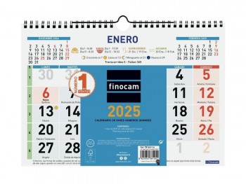 Calendario año 2025 Finocam 781440025 pared escribir M negro