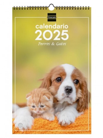 Calendario año 2025 Finocam 780553924 pared 25x40 Perros y gatos