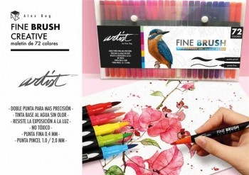 Maletin 72 rotuladores fine brush creative 2 puntas AB-0572 Roymart