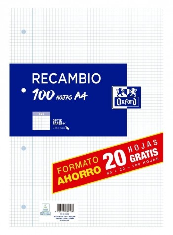 Recambio Oxford 400195058 A4 80h+20 gratis 4 taladros 90 gramos cuadros 4X4