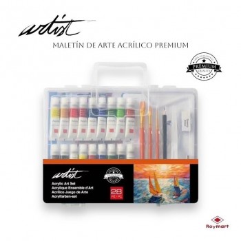 Maletin iniciacion Artist pintura acrilica 28 piezas Roymart AB-0150