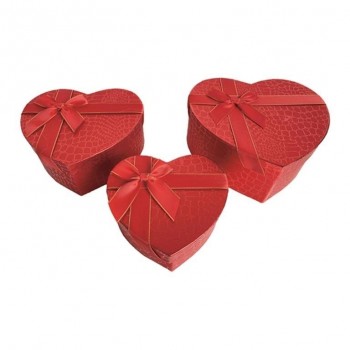 SET 3 CAJAS CORAZON ROJAS BRILLO 49046 ARGUVAL