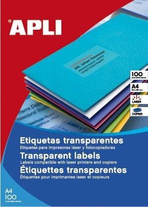 Etiqueta Apli 12962 48,5*25.4 Transparente 100 hojas intemperie
