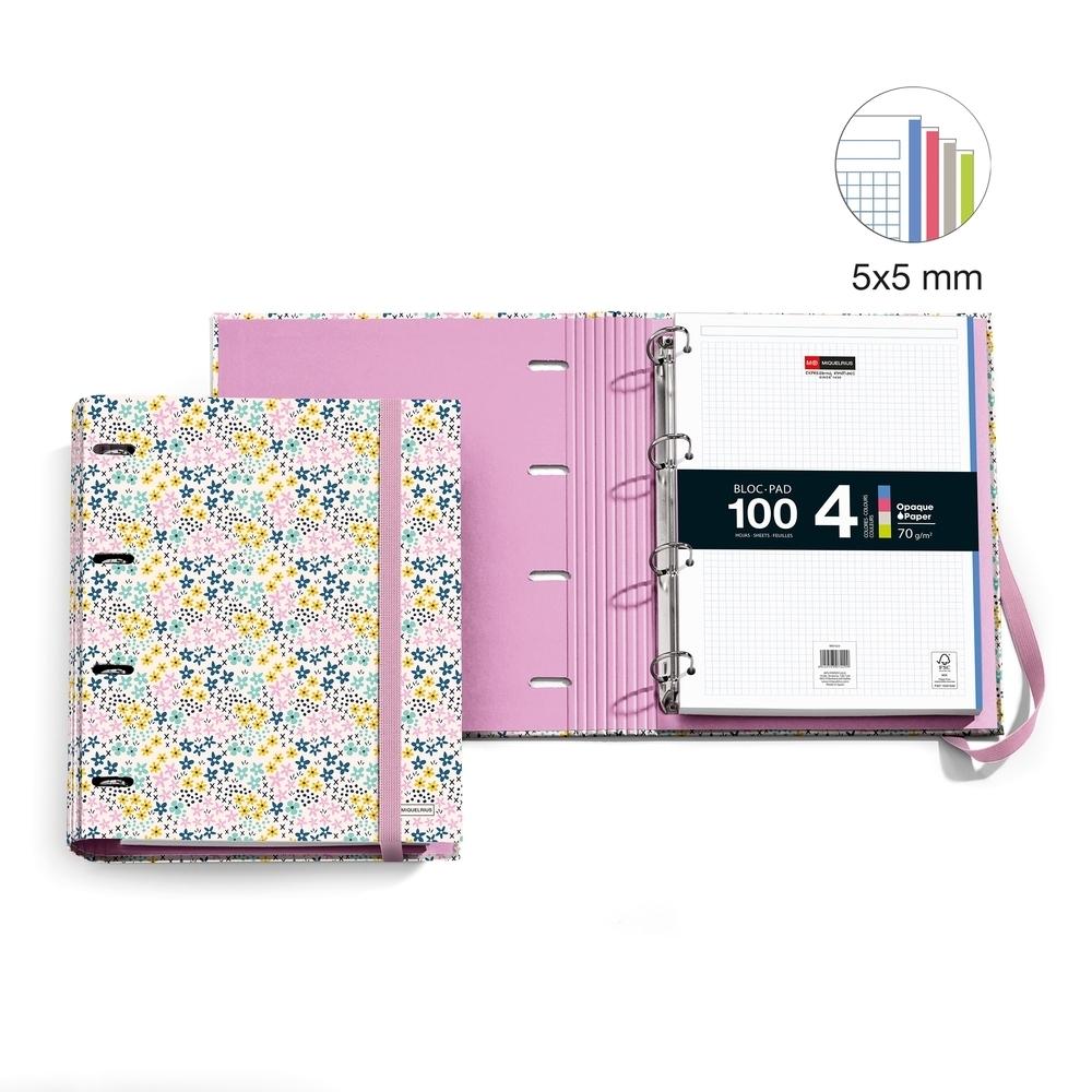 Carpeblock A4 4 anillas 35mm MiquelRius Happy Flower MR20973