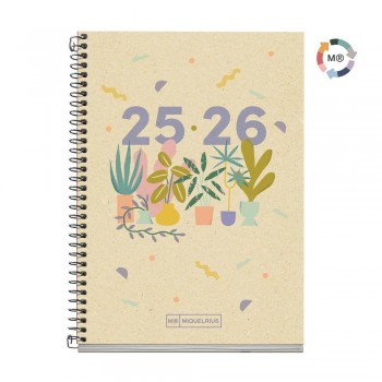 Agenda Miquelrius Escolar 2025-2026 117x174 Dia Pagina Activa Recycled Plantas MR26826