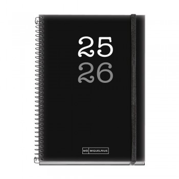 Agenda Miquelrius Escolar 2025-2026 117x174 Dia Pagina Activa College Negro MR26819