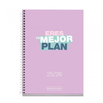 Agenda Miquelrius Escolar 2025-2026 117x174 Semana Vista Activa Write Lila MR26983