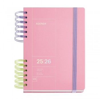 Agenda Miquelrius Escolar 2025-2026 164x218 Dia Pagina Plus Back to Basics Rosa MR26935