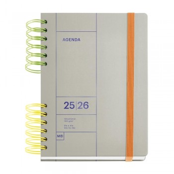 Agenda Miquelrius Escolar 2025-2026 164x218 Dia Pagina Plus Back to Basics Gris MR26934