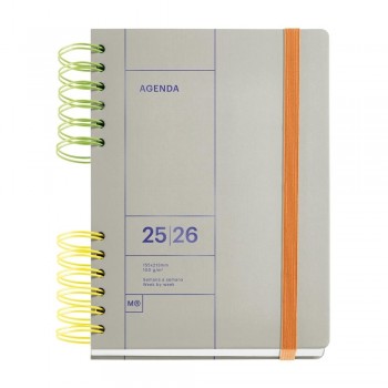 Agenda Miquelrius Escolar 2025-2026 161x218 Semana Vista Plus Back to Basics Gris MR26939