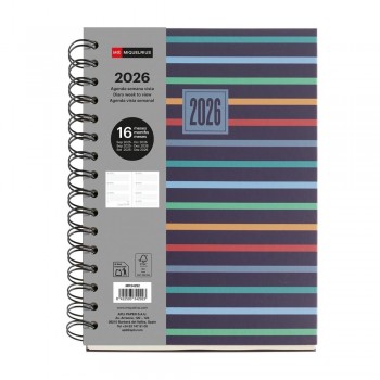 Agenda Miquelrius Escolar 2025-2026 155x213 Semana Vista 16 meses Plus Stripes MR34292