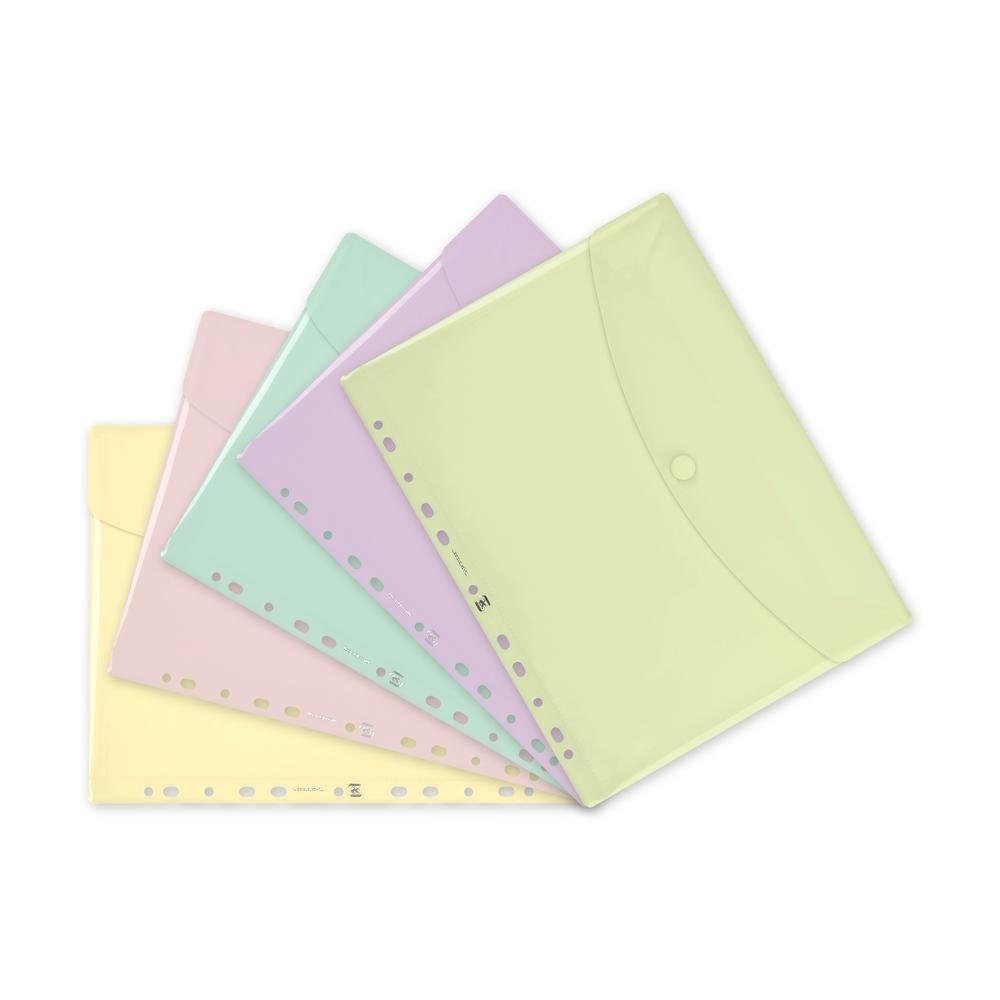Carpeta velcro multitaladro Oxford 400185545 A4+ surtido pastel 11 taladros