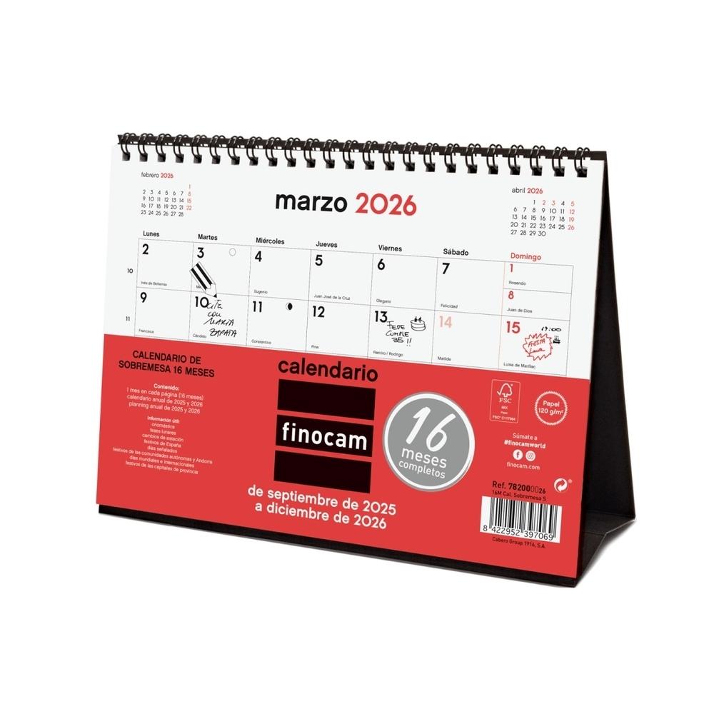 Calendario Finocam 2025-2026 16 meses sobremesa S 782000026