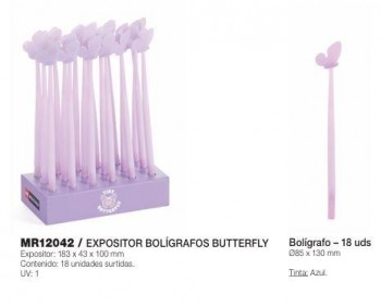 Expositor MiquelRius MR12042 Little World Butterfly Boligrafos 8 colores 18 unidades