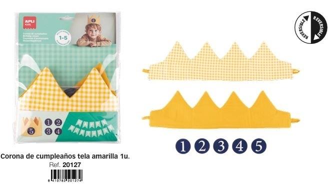 Corona cumpleaños Apli tela amarilla 20127