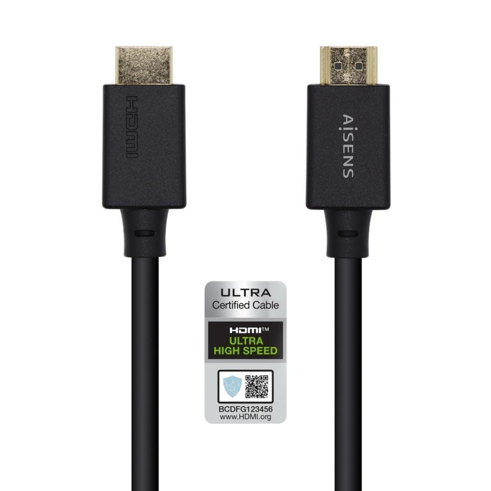 Cable HDMI AISENS A150-0423   8K 60Hz 48Gbps Ultra Alta Velocidad (2 m, Negro)